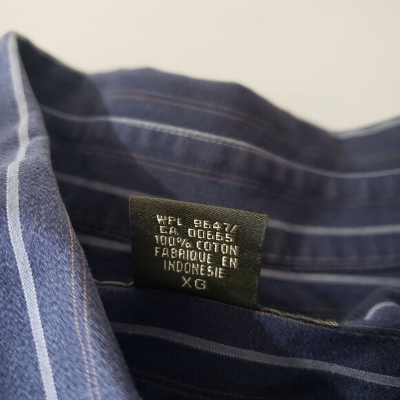 Eddie Bauer Mens Relaxed Fit Blue Striped Button-Up Shirt Size XL Cotton Office - Picture 5 of 6